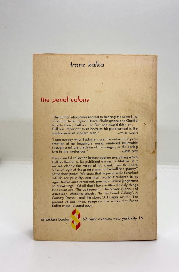 Franz Kafka "The Penal Colony" 1971 Vintage trade paperback short story anthology - Image 2