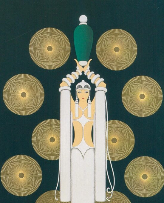 Erte Classic Art Deco Print “Emerald Vase II” c.1988 Vintage art book page 10 x 13 1/2″