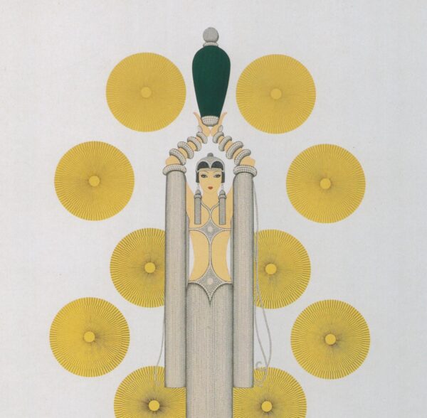 Erte Classic Art Deco Print "Emerald Vase I" c.1988 Vintage art book page 10 x 13 1/2"