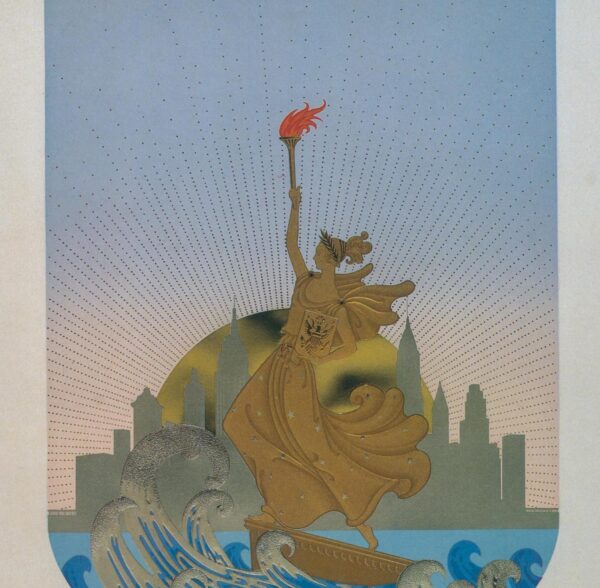 Erte Classic Art Deco Print "Emerald Eyes/Statue of Liberty (day)" c.1988 Vintage two-sided art book page 10 x 13 1/2" - Image 3