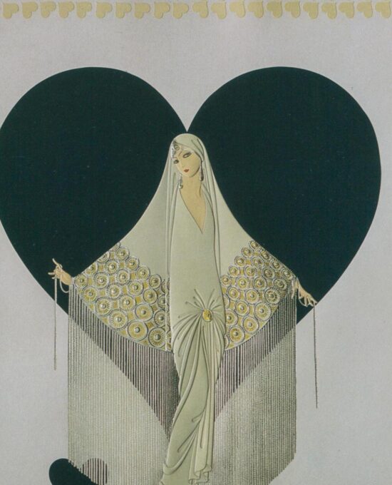 Vintage Fashion art book page “Fringe Gown” from June Brides Suite 10 x 13 1/2″ Heavy satin finish art paper Gifts for Brides