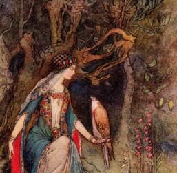 From Chaucer's Works "Canacee and the Falcon" Vintage illustration by Warwick Goble