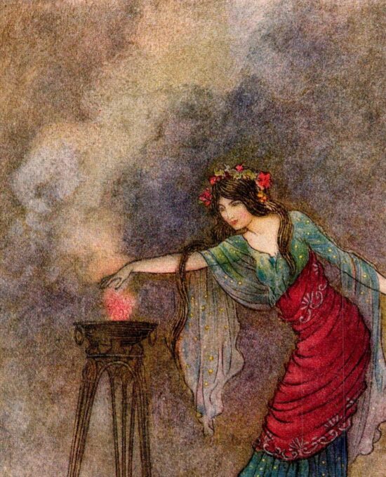 From Chaucer’s Works “Medea” Vintage illustration by Warwick Goble