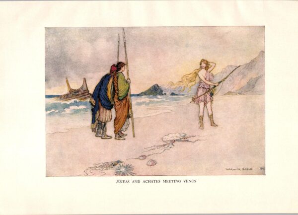 From Chaucer's Works "Aeneas and Achates Meeting Venus" Vintage illustration by Warwick Goble - Image 3