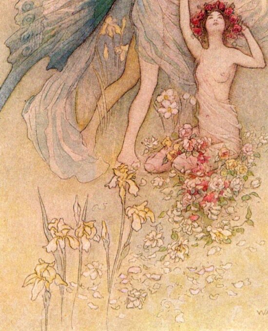 From Chaucer’s Works “Flora and Zephyr Had Fixed Their Dwelling There” Vintage illustration by Warwick Goble