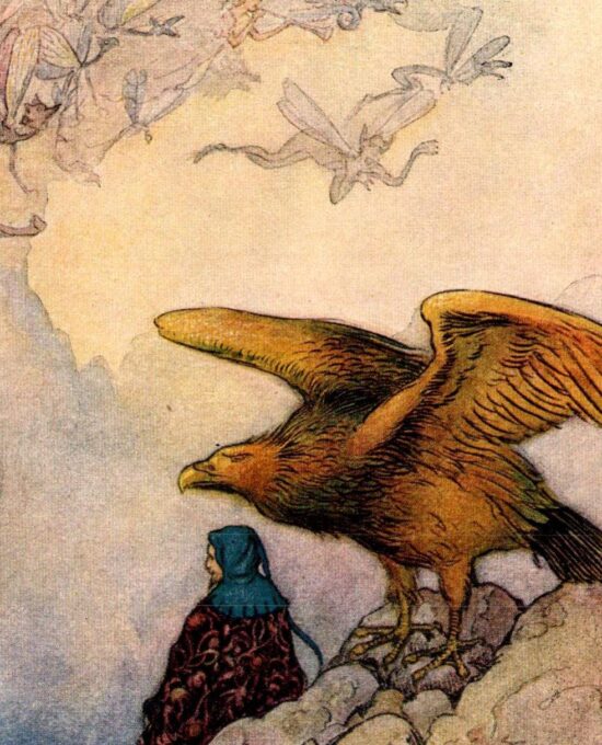 From Chaucer’s Works “There I Could See Winged Wonders Fly” Vintage illustration by Warwick Goble