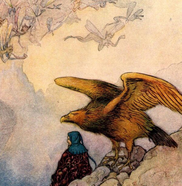 From Chaucer's Works "There I Could See Winged Wonders Fly" Vintage illustration by Warwick Goble