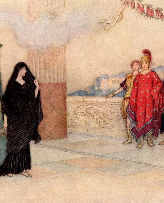 From Chaucer’s Works “The First Meeting” Vintage illustration by Warwick Goble