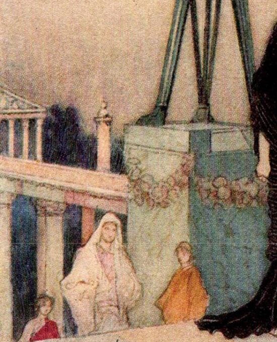 From Chaucer’s Works “The First Meeting” Vintage illustration by Warwick Goble