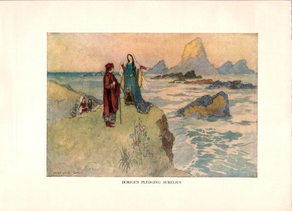 From Chaucer's Works "Dorigen Pledging Aurelius" Vintage illustration by Warwick Goble - Image 4