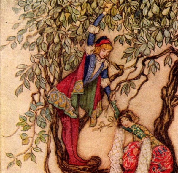 From Chaucer's Works "January Helping May into the Tree" Vintage illustration by Warwick Goble - Image 2