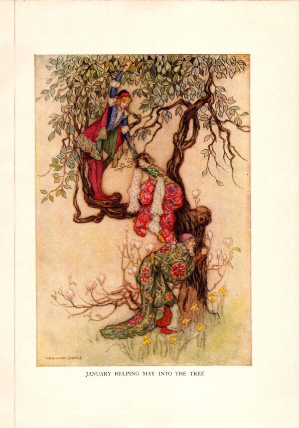 From Chaucer's Works "January Helping May into the Tree" Vintage illustration by Warwick Goble - Image 3