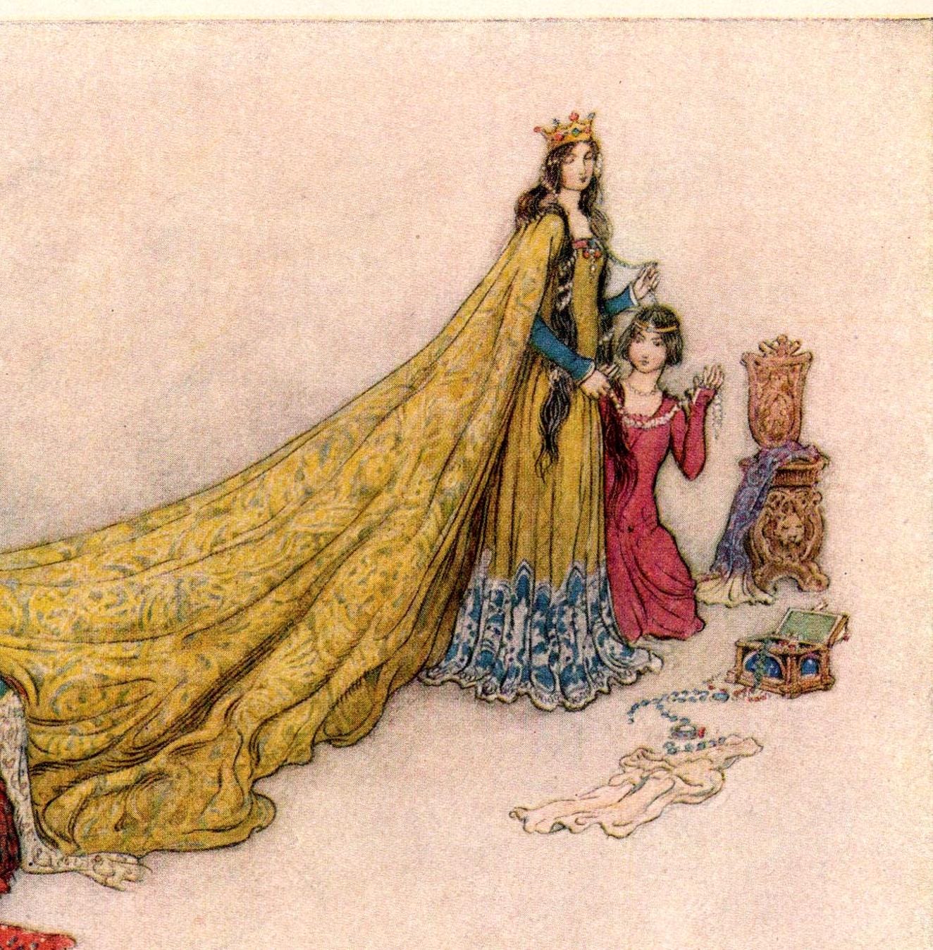 From Chaucer's Works "Griselda Robed in Cloth of Gold" Vintage illustration by Warwick Goble
