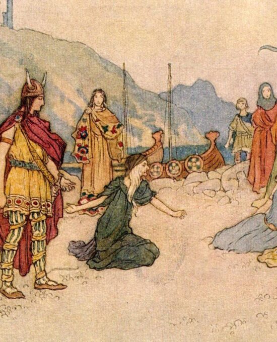 From Chaucer’s Works “The Knight and the Old Woman at the Court” Vintage illustration by Warwick Goble