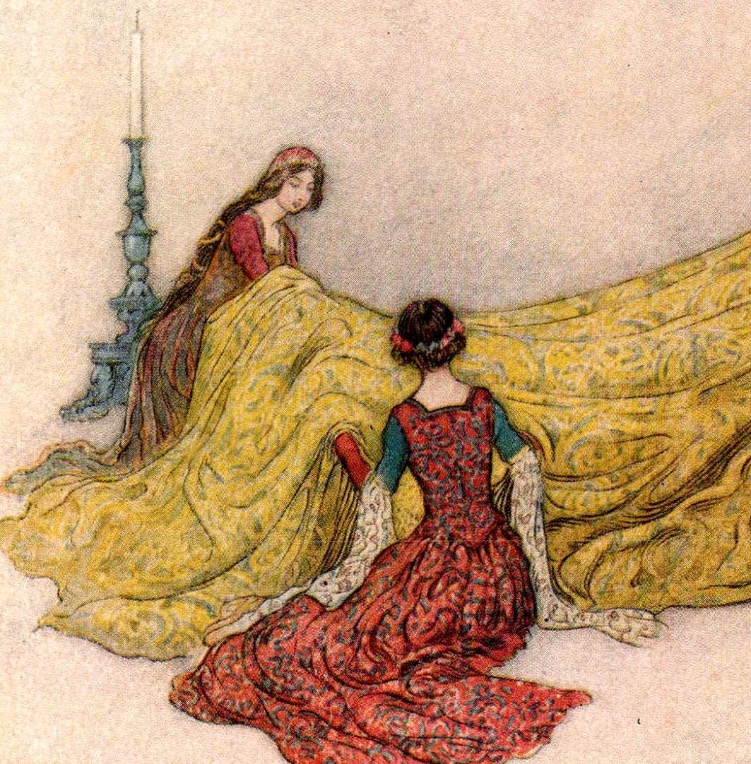 From Chaucer's Works "Griselda Robed in Cloth of Gold" Vintage illustration by Warwick Goble - Image 2