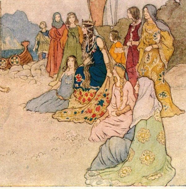 From Chaucer's Works "The Knight and the Old Woman at the Court" Vintage illustration by Warwick Goble - Image 2
