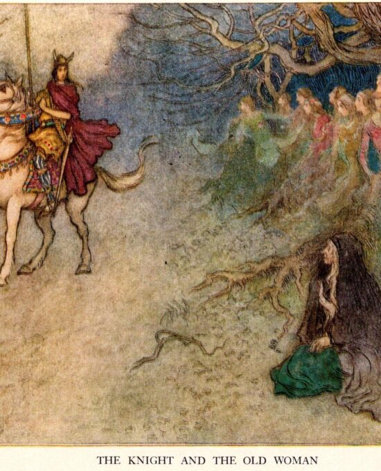 From Chaucer’s Works “The Knight and the Old Woman” Vintage illustration by Warwick Goble