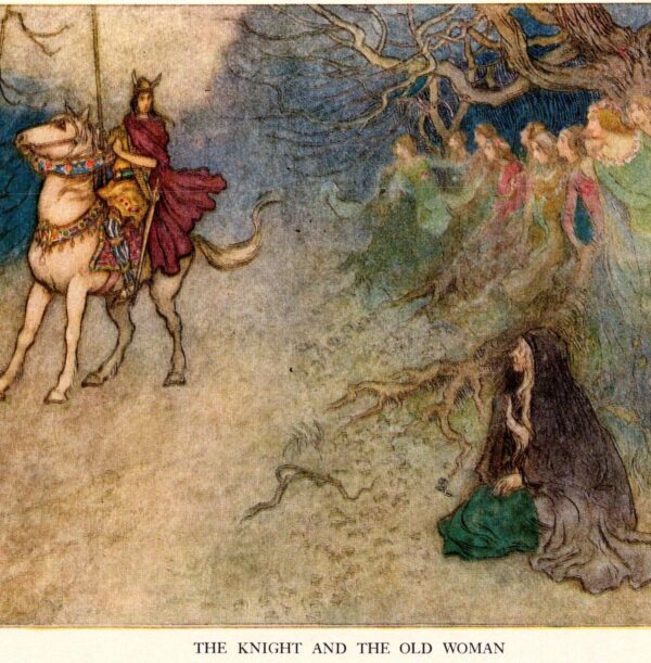 From Chaucer's Works "The Knight and the Old Woman" Vintage illustration by Warwick Goble