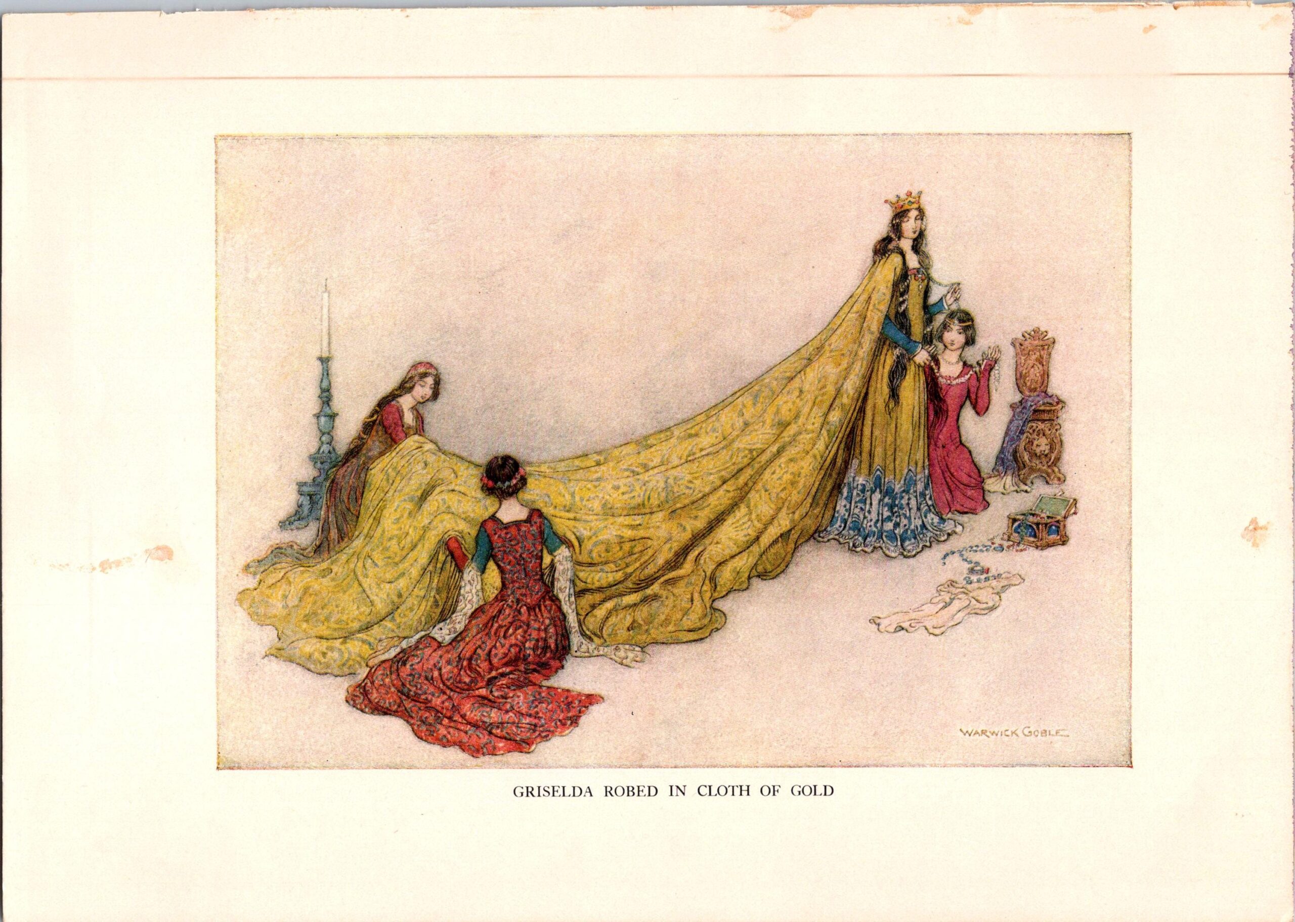 From Chaucer's Works "Griselda Robed in Cloth of Gold" Vintage illustration by Warwick Goble - Image 4