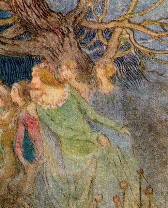 From Chaucer’s Works “The Knight and the Old Woman” Vintage illustration by Warwick Goble