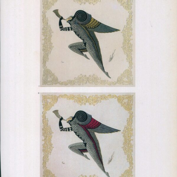 Vintage Fantasy/Fashion art book page "Zephyr I & Zephyr II" Measures 10 x 13 1/2" Heavy satin finish paper