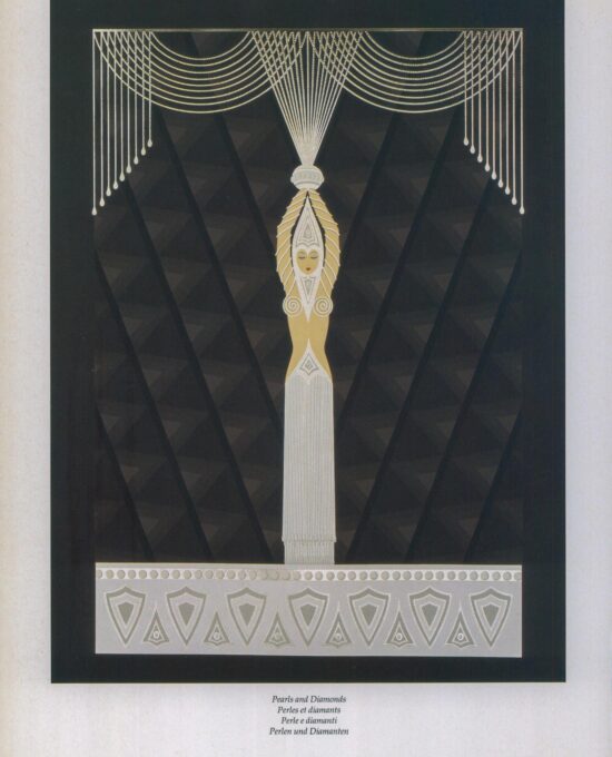 Vintage artdeco design “Pearls and Diamonds/Her Secret Admirers” Two-sided Vintage art book page 10 x 13 1/2″ Frame worthy print
