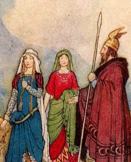From Chaucer’s Works “Give me back my sight!” Vintage illustration by Warwick Goble 1930s