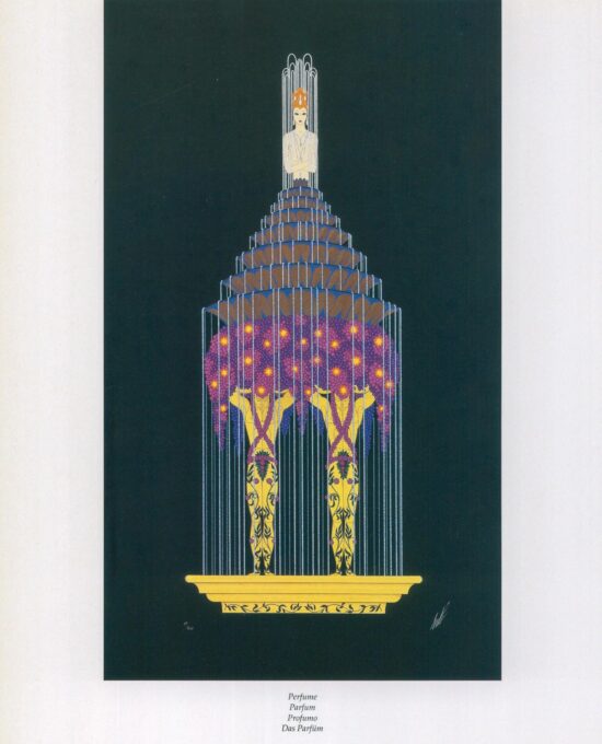 Erte Classic Art Deco Print “Perfume” c.1988 Vintage art book page 10 x 13 1/2″
