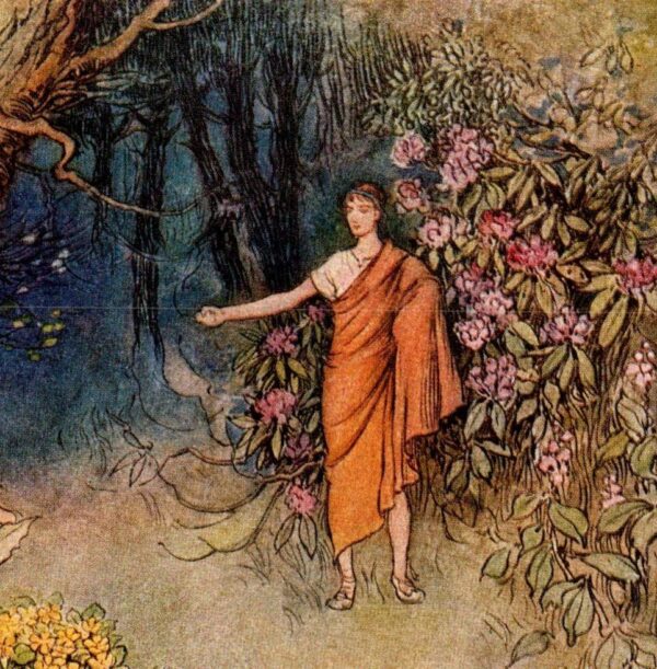 From Chaucer's Works "The Meeting in the Wood" Vintage illustration by Warwick Goble 1930s - Image 3