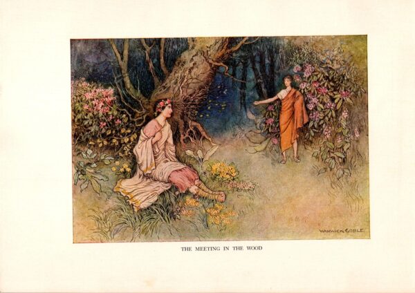From Chaucer's Works "The Meeting in the Wood" Vintage illustration by Warwick Goble 1930s - Image 4