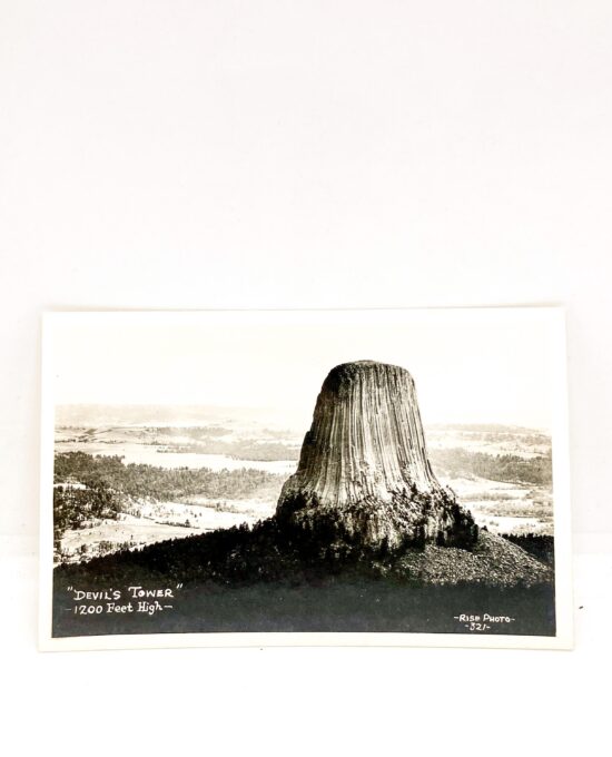 Devil’s Tower Wyoming vintage 1930s real photo postcard blank
