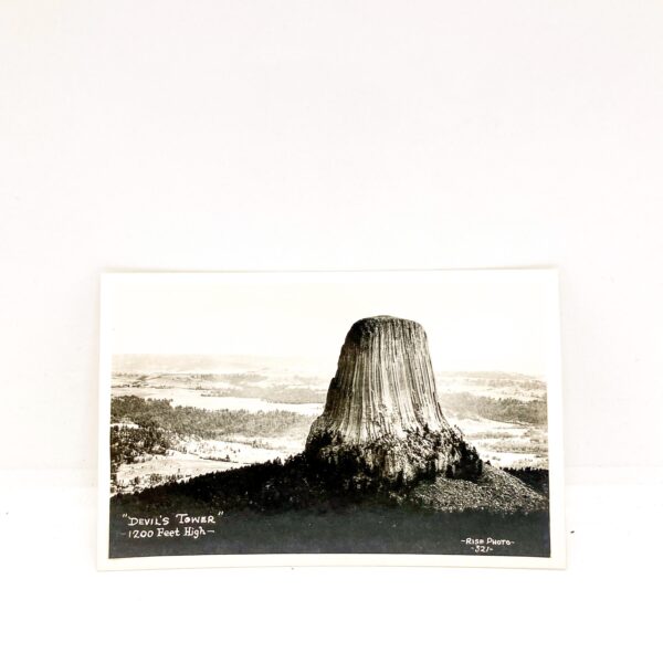 Devil's Tower Wyoming vintage 1930s real photo postcard blank