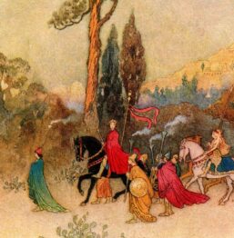 From Chaucer's Works "Thesus Returning in Triumph" Vintage illustration by Warwick Goble 1930s