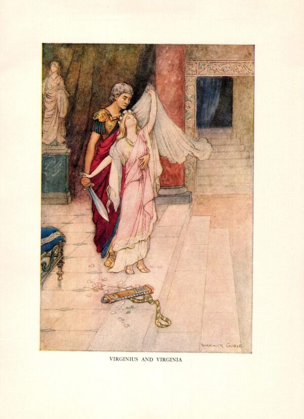 Chaucer's Works "Virginius and Virginia" Vintage illustration by Warwick Goble 1930s - Image 3