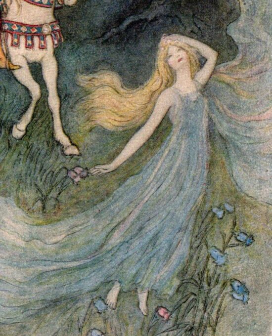 From Chaucer’s Works “An Elf Queen I Verily Love” Vintage illustration by Warwick Goble 1930s