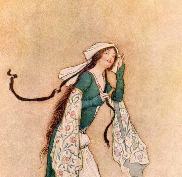From Chaucer's Works "Allison" Vintage illustration by Warwick Goble 1930s