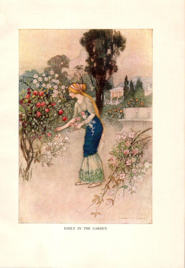 From Chaucer's Works "Emily in the Garden" Vintage illustration by Warwick Goble 1930s - Image 4