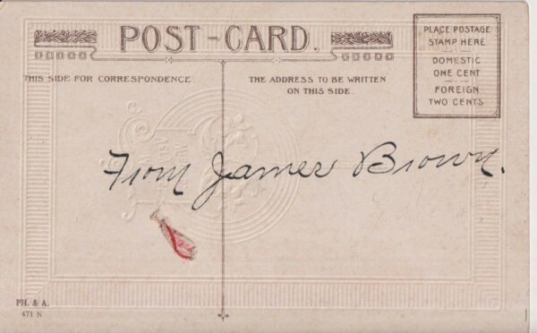 Embossed postcard with ribbon [c.1898] Lilly chick egg "My very best wishes" A2 - Image 2