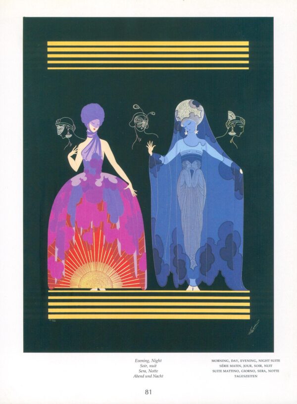 Vintage Art Deco art book page "Evening, Night" 10 x 13 1/2" Vintage satin paper art print - Image 3