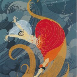Vintage Art Deco art book page "Swept Away" 10 x 13 1/2" Vintage satin paper art print