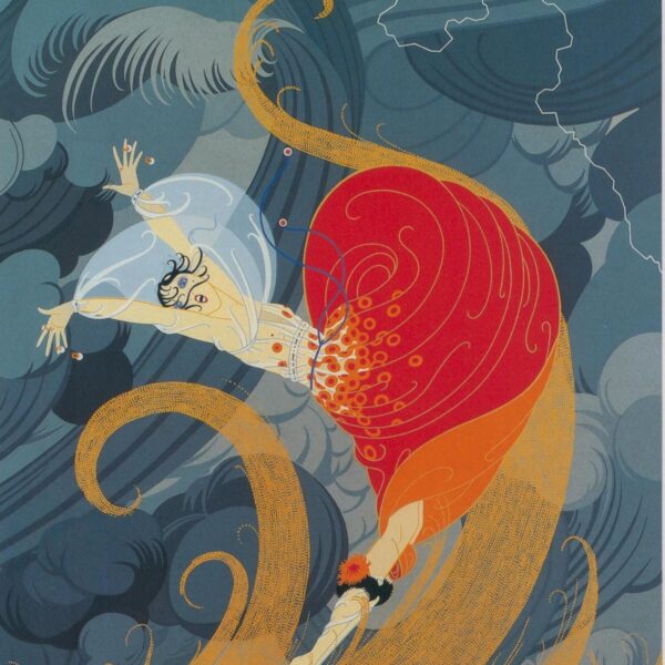 Vintage Art Deco art book page "Swept Away" 10 x 13 1/2" Vintage satin paper art print