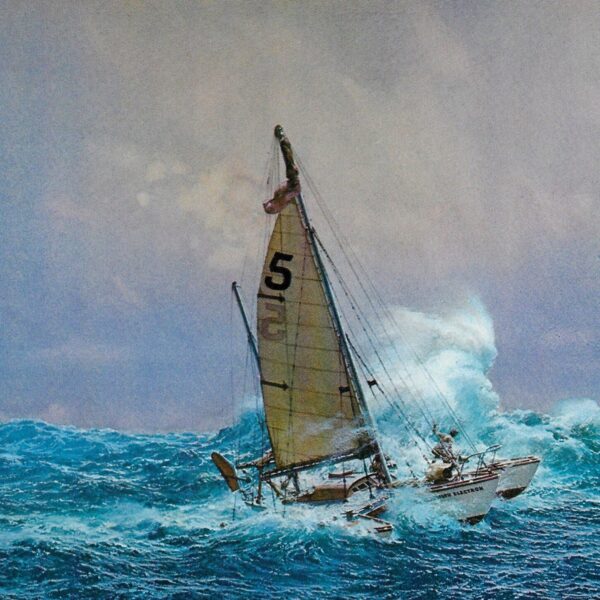 Vintage book page maritime print "The Strange Last Voyage of Donald Crowhurst" Carl G. Evers