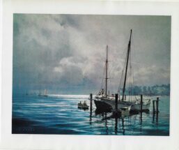 Vintage book page print "Weather Uncertain - Sunday Sailors in Chesapeake Bay" Carl G. Evers circa1972