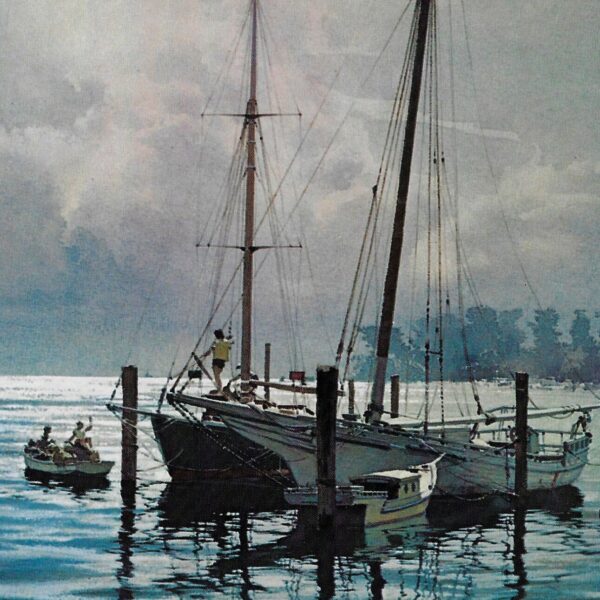 Vintage book page print "Weather Uncertain - Sunday Sailors in Chesapeake Bay" Carl G. Evers circa1972 - Image 3