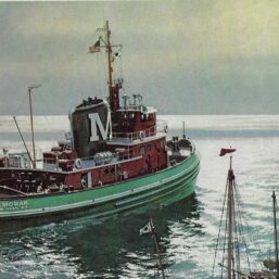 Vintage book page maritime print "Tug in Korea - Deepsea tug ready to leave Pusan" Carl G. Evers circa 1972