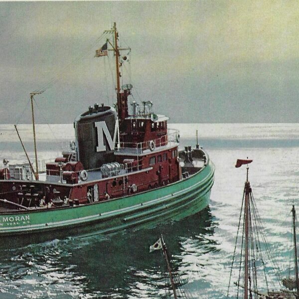 Vintage book page maritime print "Tug in Korea - Deepsea tug ready to leave Pusan" Carl G. Evers circa 1972