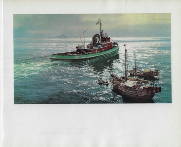 Vintage book page maritime print "Tug in Korea - Deepsea tug ready to leave Pusan" Carl G. Evers circa 1972 - Image 3