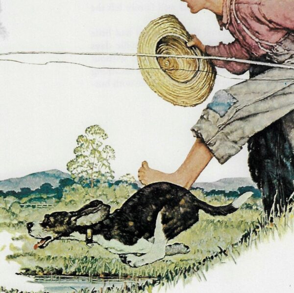 Norman Rockwell Vintage art book page "Grandpa and Me Going Fishing" Spring 1948 - Image 3