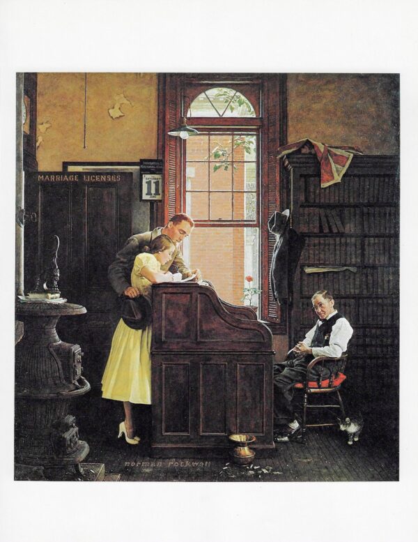 Norman Rockwell Vintage art book page "Marriage License" June 1955 - Image 4
