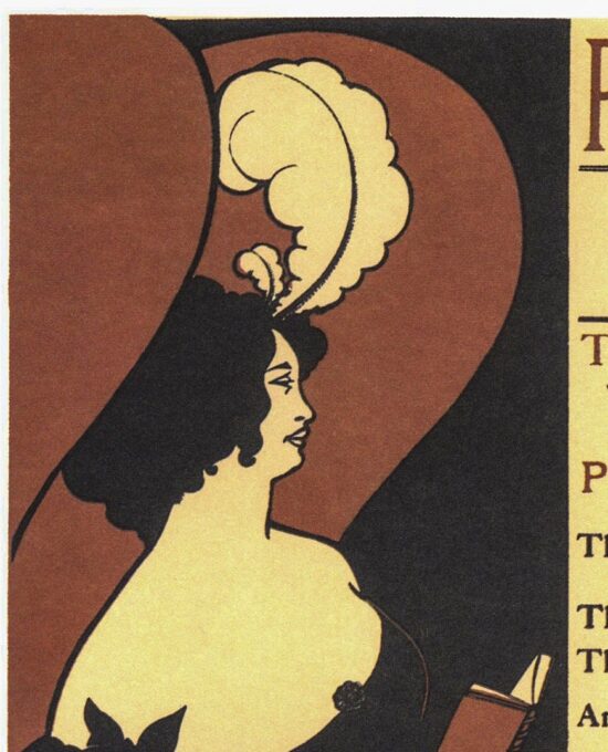 Vintage art book page Victorian poster Aubrey Beardsley Fisher Unwin Children’s books publisher ad Marguerite Dufay by Louis Anquetin
